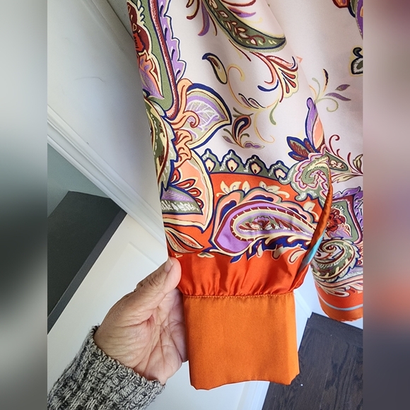 Zara Colourful Paisley Satin Tunic Dress Sz Medium - Picture 6 of 10
